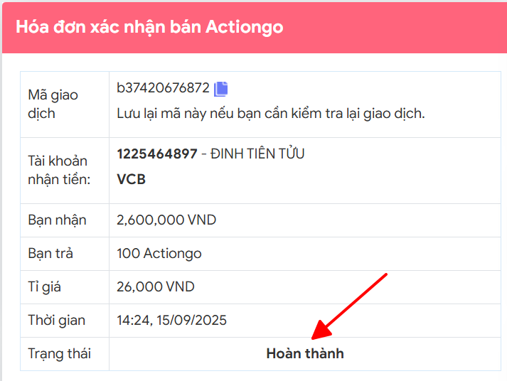 rut tien actiongo thanh cong
