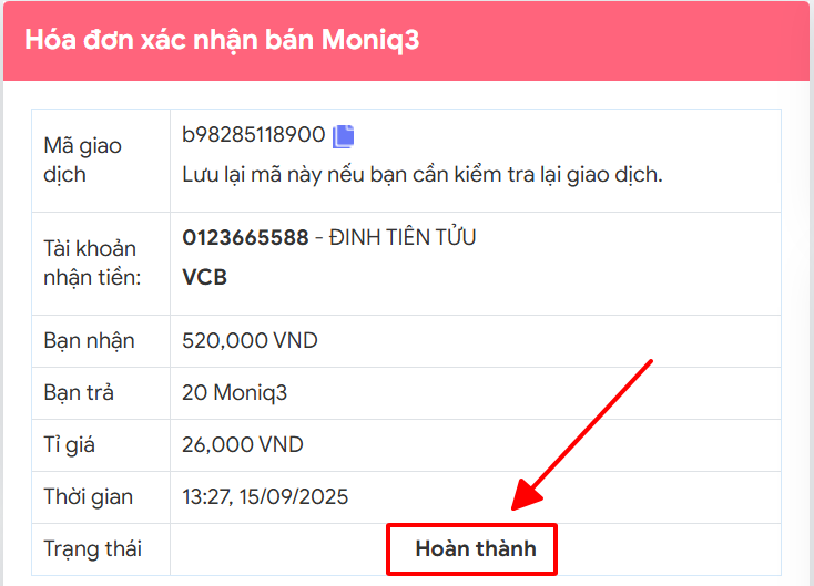 rut tien moniq thanh cong