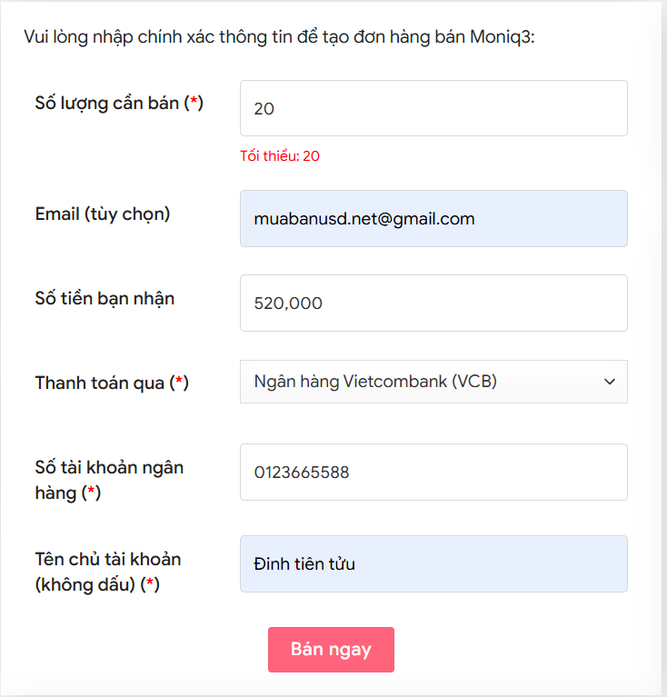 Rút tiền moniq
